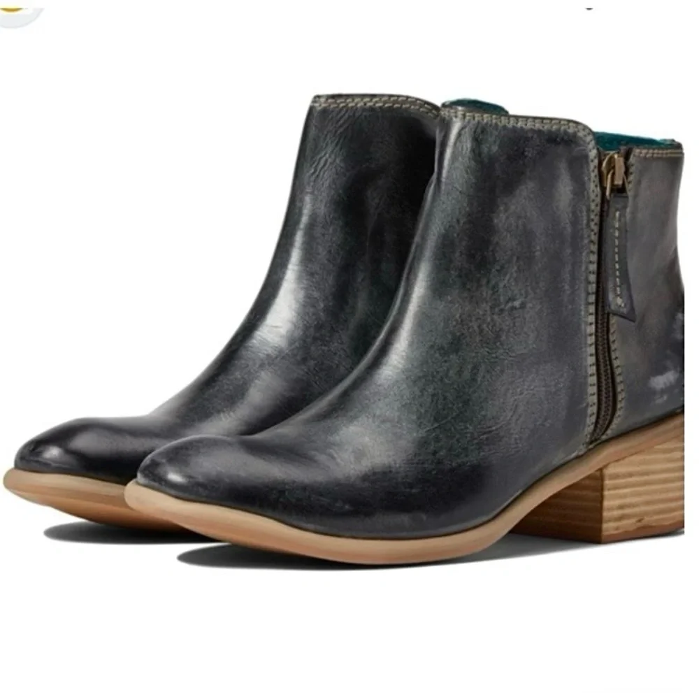 Bed Stu Roan Liz Leather Ankle Chelsea Boots Size 6 Black Epica Wash